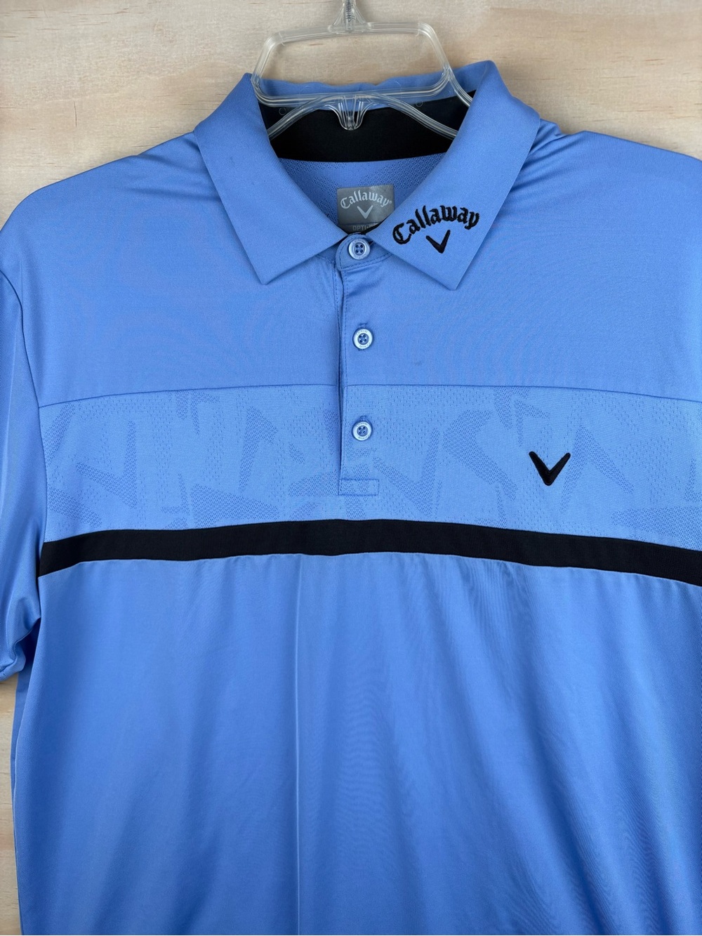 Callaway Polo Shirt Mens Medium Blue TOUR ISSUE Odyssey Collar Logo Golf Stretch